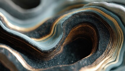 Abstract swirling layers of dark and light colors