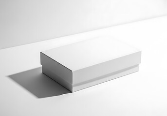 Fototapeta premium Minimalist White Box with Dramatic Shadow on a Clean, White Surface