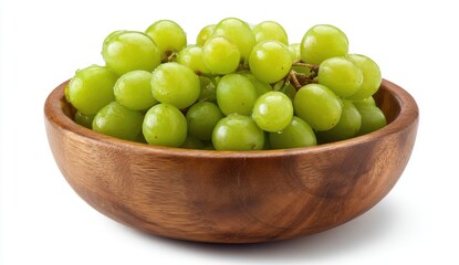 Green Grapes in Rustic Wooden Bowl