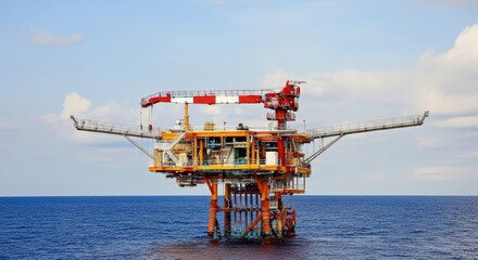 Offshore oil and gas drilling rig in the ocean