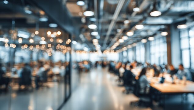 Blurred view of a modern open-plan office space - Powered by Adobe