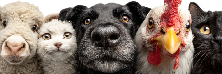 Sheep, Cat, Dog, Chicken, Pony - Five Cute Pets