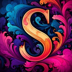 Ornate letter 'S' in vibrant colors
