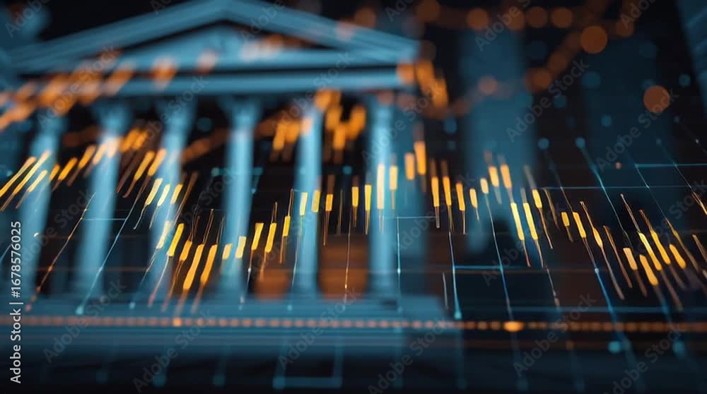 Aufkleber financial fortress: a captivating image of a classical building serves as the backdrop for an intric