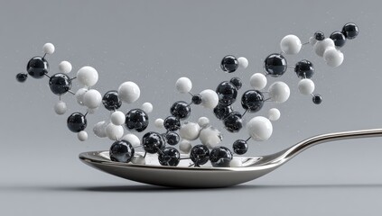 Abstract molecular structure on a spoon