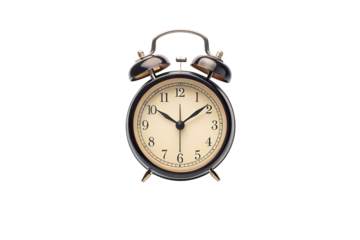 Modern digital alarm clock with glowing display, isolated on plain white surface.