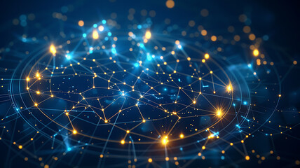 Global Network Connection: Digital Technology & Abstract Data Visualization