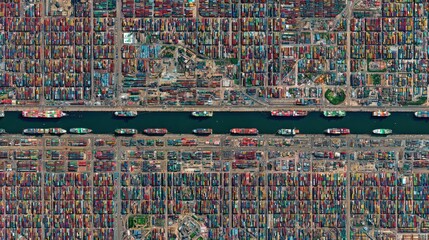 Obraz premium Shipping port aerial view