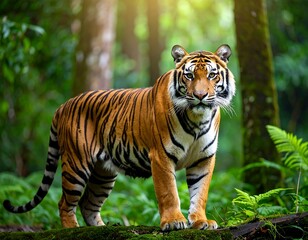 Obraz premium Majestic tiger in lush forest