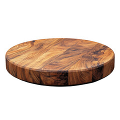 Round wooden cutting board kitchen utensil wood grain texture dark background
