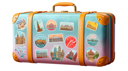 suitcase with travel icons