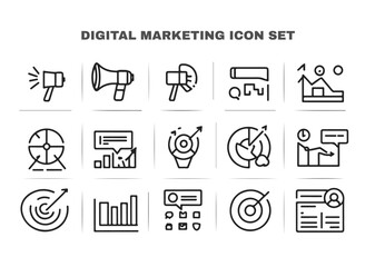 digital marketing icon set vector format