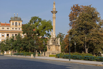 Marian Plague Column on Hradcany Square (Hradcanske namesti) in front of Prague Castle, Prague, Czech Republic