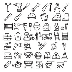 Construction Tools & Equipment Icon Set