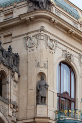 Details of facade of Art Nouveau Municipal House, Prague, Czech Republic