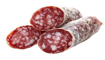 Close-up of cured salami slices