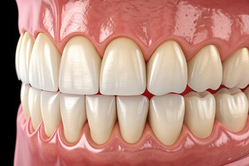 Detailed View of a Healthy Set of Teeth Showing Proper Alignment and Gum Health for Dental Education and Awareness