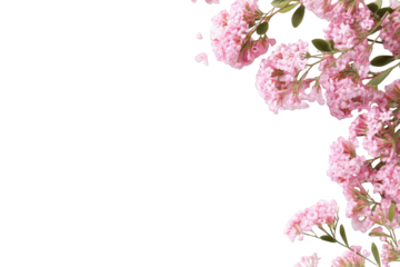 Pink flowers arranged in a border against a black background