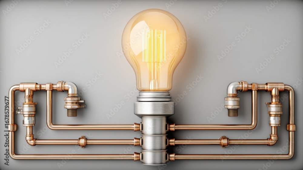 Poster simple yet elegant light bulb design placed on a wall representing modern aesthetics and functional 