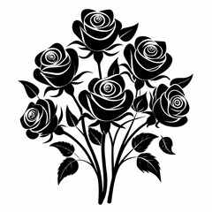Floral Mystic Roses Bundle Silhouette Vector Design Isolated on White