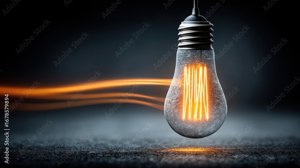 Aufkleber dynamic light bulb design with a flame emanating from it representing innovative ideas and energy co