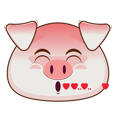 pig whistling love face cartoon cute