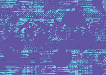 Glitch distorted geometric shape . Noise destroyed logo . Trendy cyber punk poster . Glitched frame .Grunge textured . Distressed effect .Vector shapes with a halftone dots screen print texture.