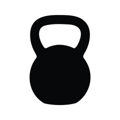 Black and white kettlebell graphic for fitness, strength training, and exercise, kettlebell silhouette vector illustration