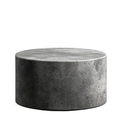 Grey concrete cylinder pedestal on black background minimalist display stand product photography