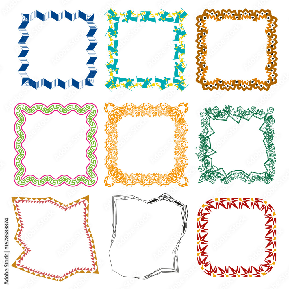 Poster decorative frame set. abstract border collection. vector festive elements. unique art design.