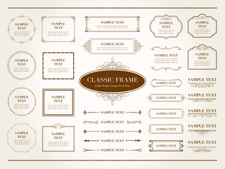 vintage frame set 12_sepia／セピアのビンテージフレームとあしらい飾りのセット12