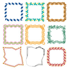 Decorative frame set. Abstract border collection. Vector festive elements. Unique art design.