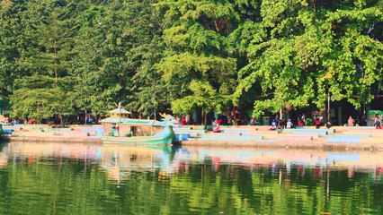 Dragon Boat on Sunter Lake is waiting for passengers.