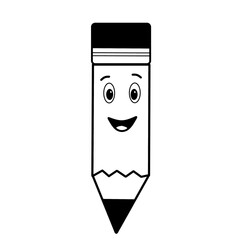 pencil funny character smiling stationery school supply supplies clipart element black and white drawing coloring page.eps
