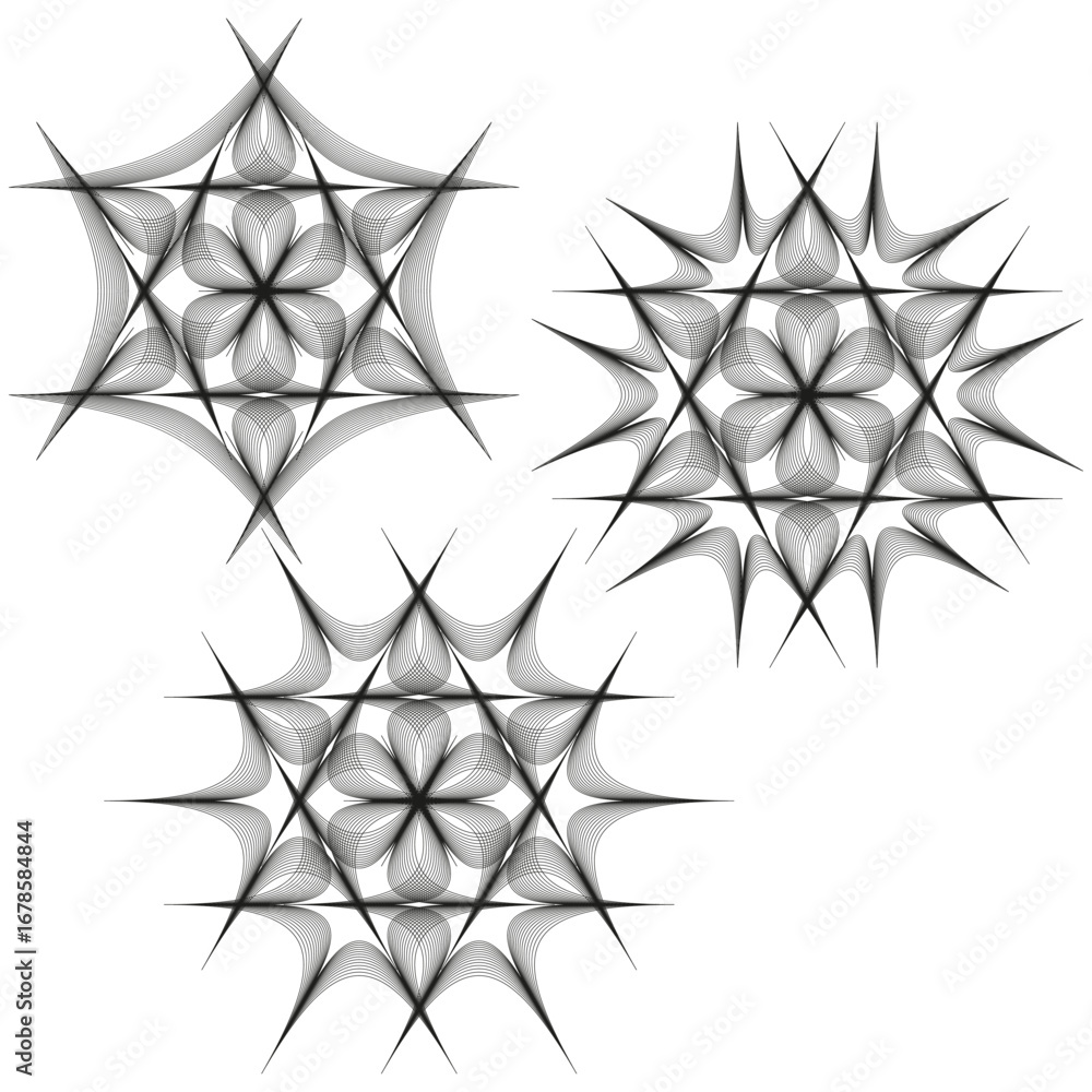 Poster abstract star bursts. geometric vector shape. dynamic line design. monochrome style element.