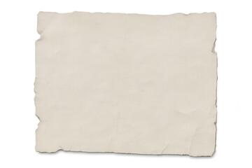 Vintage crumpled paper sheet with weathered edges, transparent background, perfect for creative mockup designs