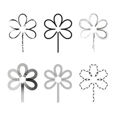 Obraz premium Abstract floral shapes. Hand drawn outline. Decorative flower elements. Vector nature illustration.
