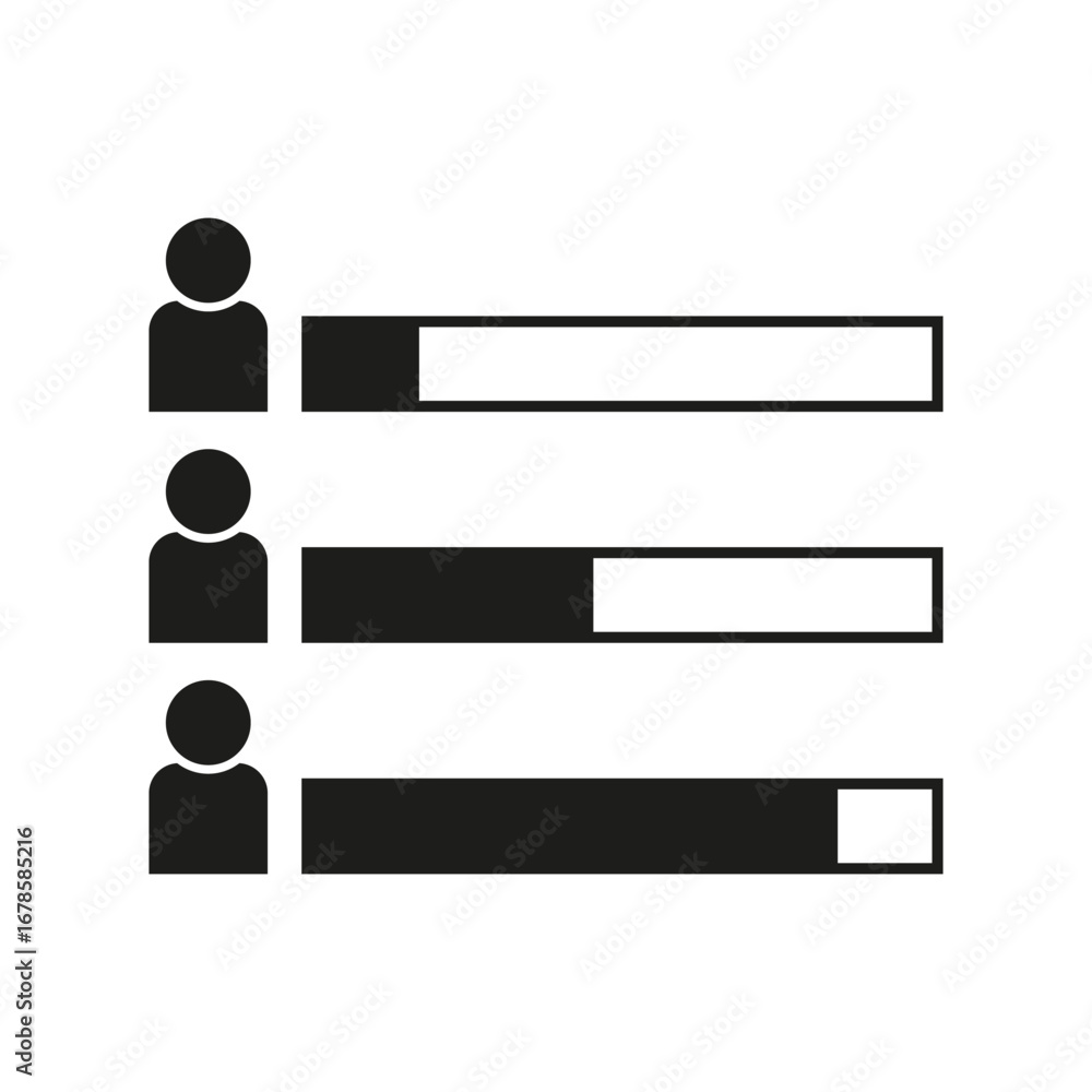 Poster loading bar icons. progress status symbols. user interface vector. black white graphic.