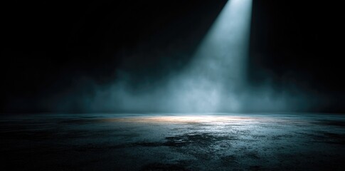 Dark room with spotlight and fog