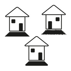 Minimalist house icon. Black building silhouette. Real estate symbol Vector. Simple home drawing.