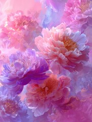 Obraz premium Soft-focus peonies in pastel hues