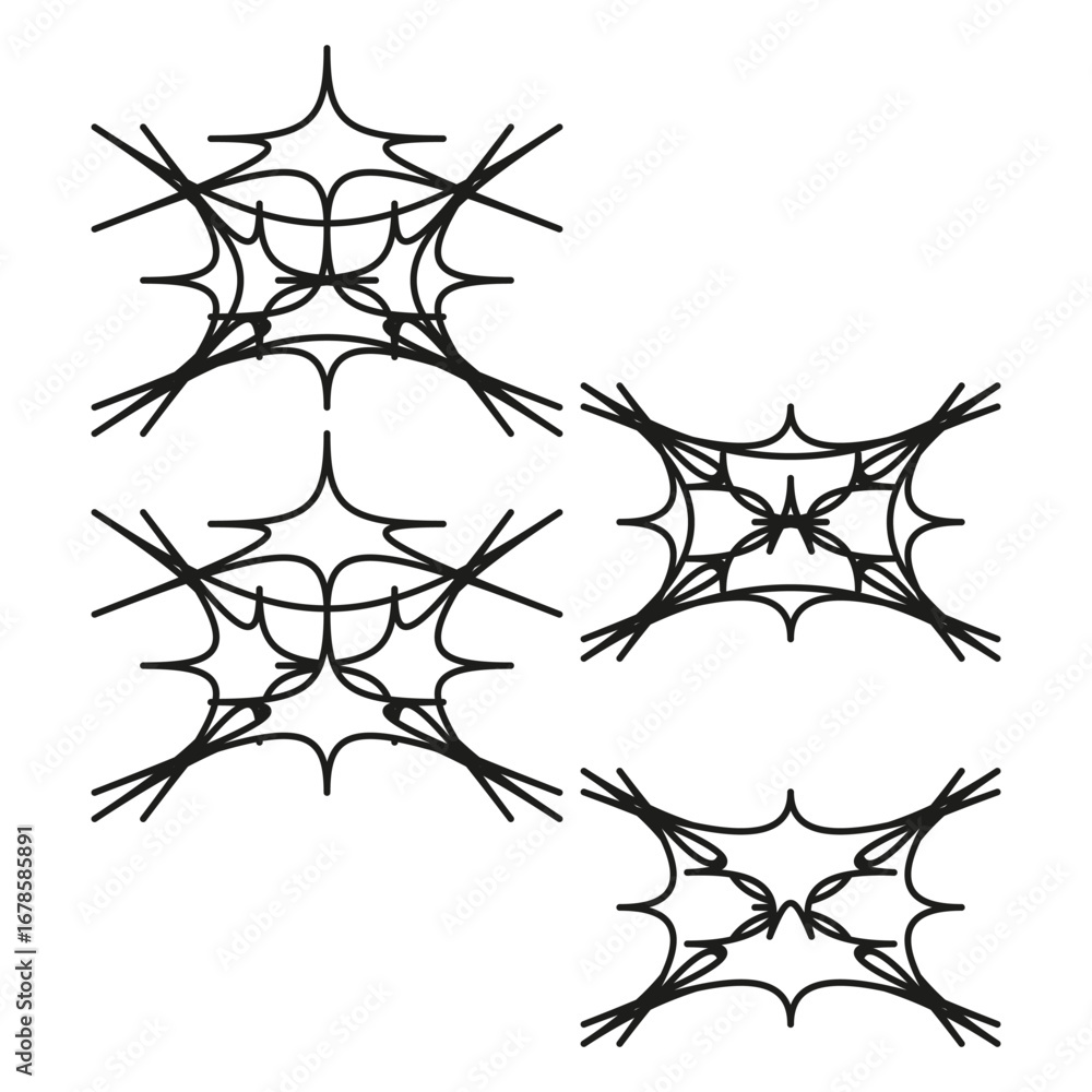 Poster abstract starburst shapes. geometric spiderweb pattern. dynamic linear illustration. vector decorati