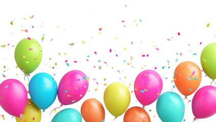 Colorful balloons and confetti on a black background (5)