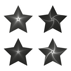 Abstract star figures. Geometric shape illustration. Dark gray shadows. Vector decorative element.