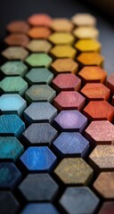 Fototapeta premium Close-up of colorful, hexagonal wooden blocks