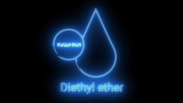 Diethyl ether chemical liquid icon with white background