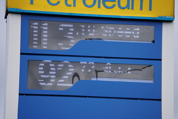 Digital Fuel Price Sign at Gas Station © Sumita