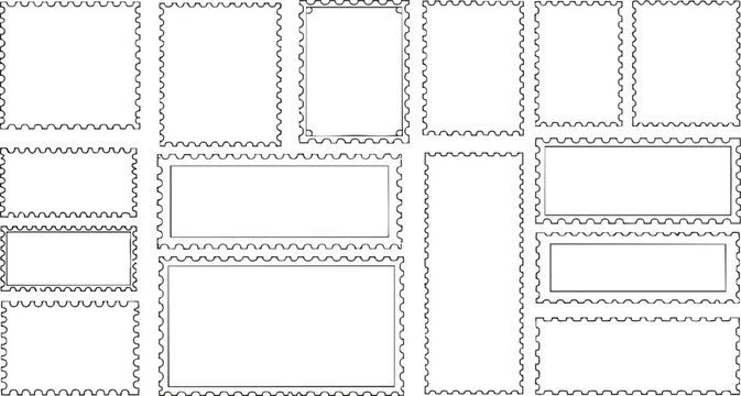 Collection of blank postage stamp outlines perfect for creative design projects