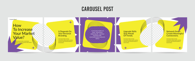 Editable Instagram Carousel Post Layout Set, Social Media Marketing microblog template design, tips & tricks linkedin post template, eps 10. © Design