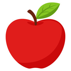 Illustration of a red apple with green leaf for healthy eating and fruit nutrition concepts